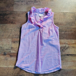 Girls Mud Pie Top XS Pink White Striped Sleeveless